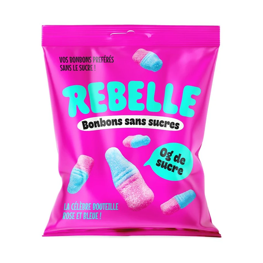 Bouteilles Roses & Bleues Sans Sucres – Sachet 50 g